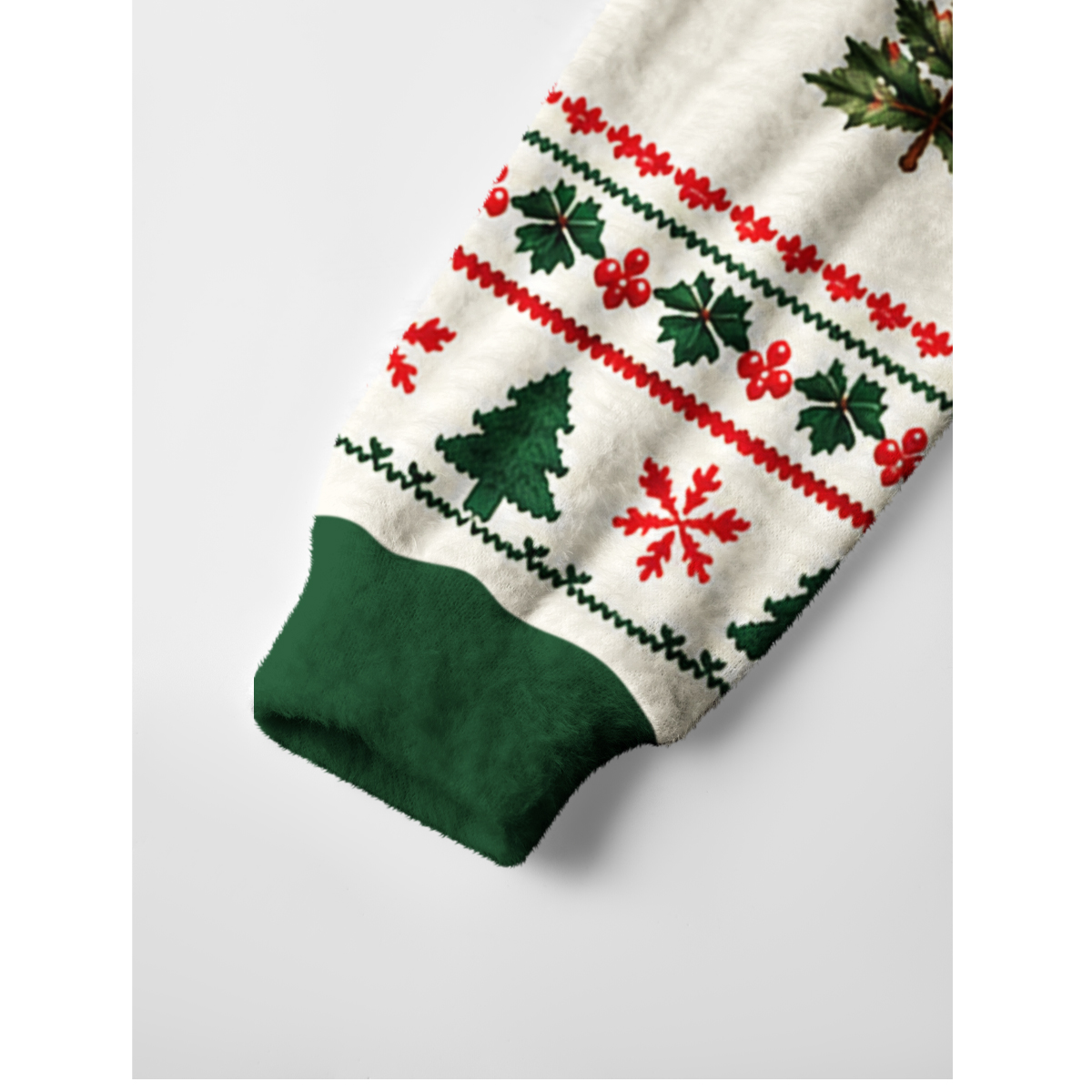 Christmas Bunny & Holly Fuzzy Crewneck Sweater