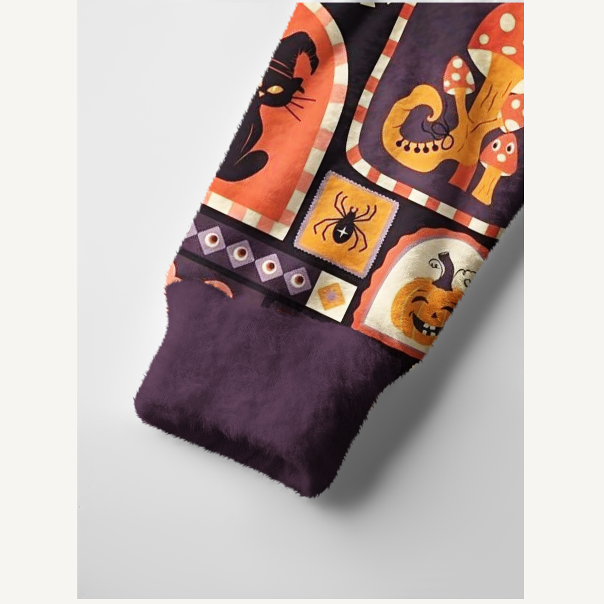 Retro Spooky Pumpkin Cat & Ghost Patchwork Ugly Cardigan Sweaters