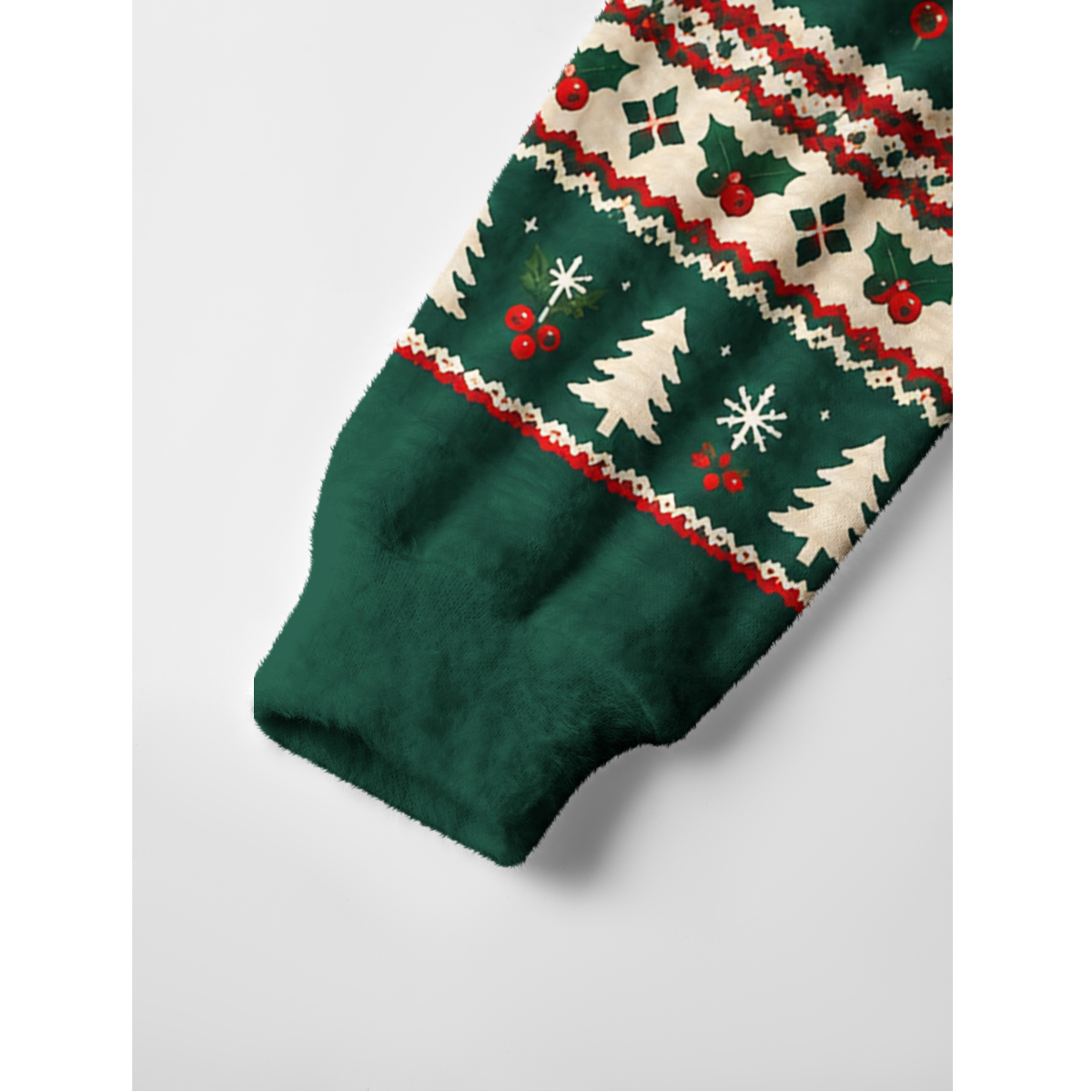 Christmas Cabin & Woodland Animals Fuzzy Crewneck Sweater