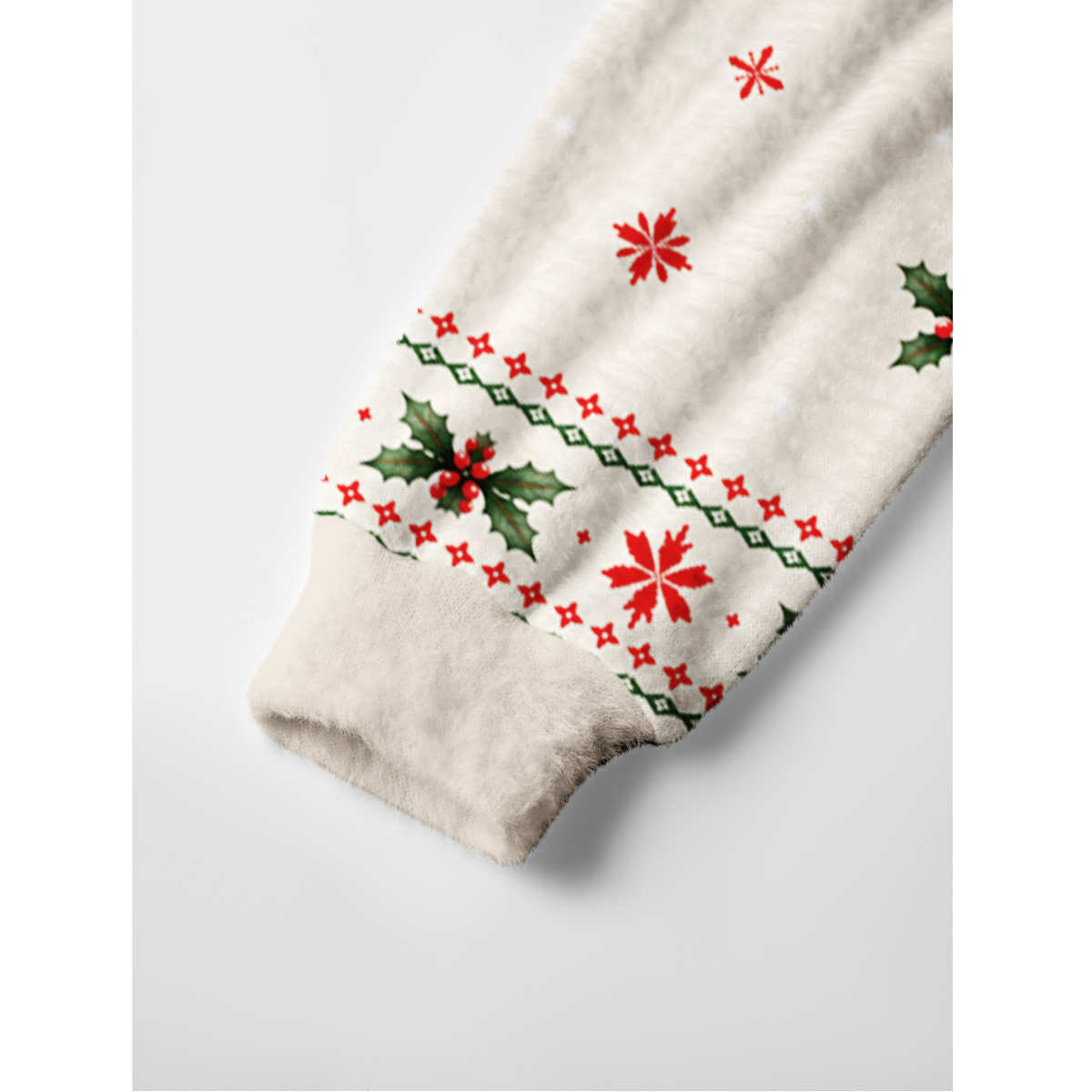 Christmas Robin & Bunny Fuzzy Crewneck Sweater