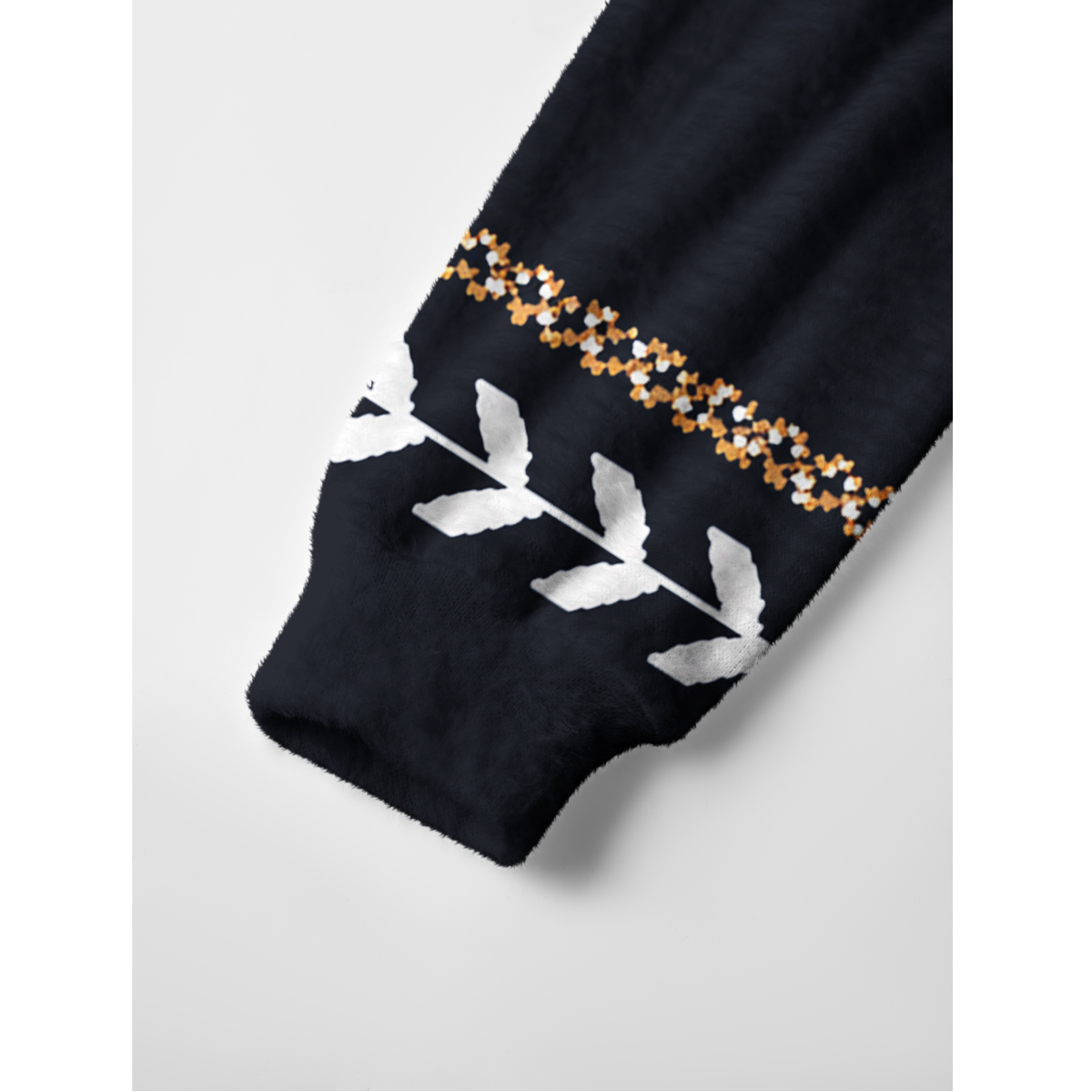 Nordic Woodland Goat & Leaf Fuzzy Crewneck Sweater