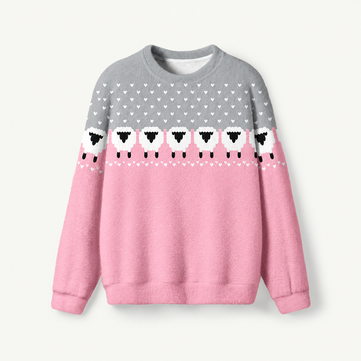Cozy Little Sheep Fuzzy Crewneck Sweater