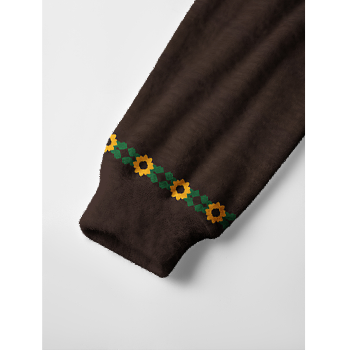 Rustic Sunflower Floral Fuzzy Crewneck Sweater