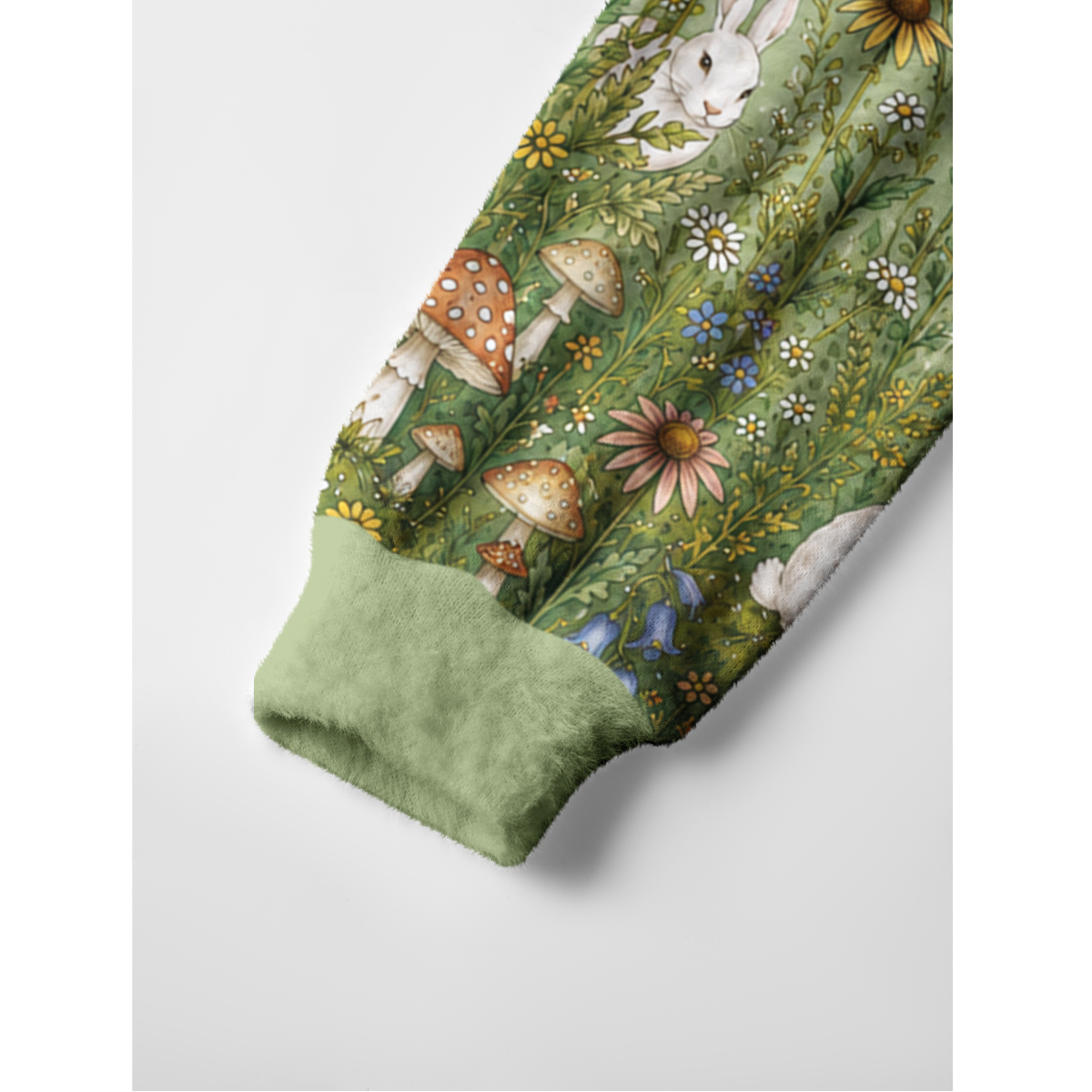Bunny Meadow Garden Fuzzy Crewneck Sweater
