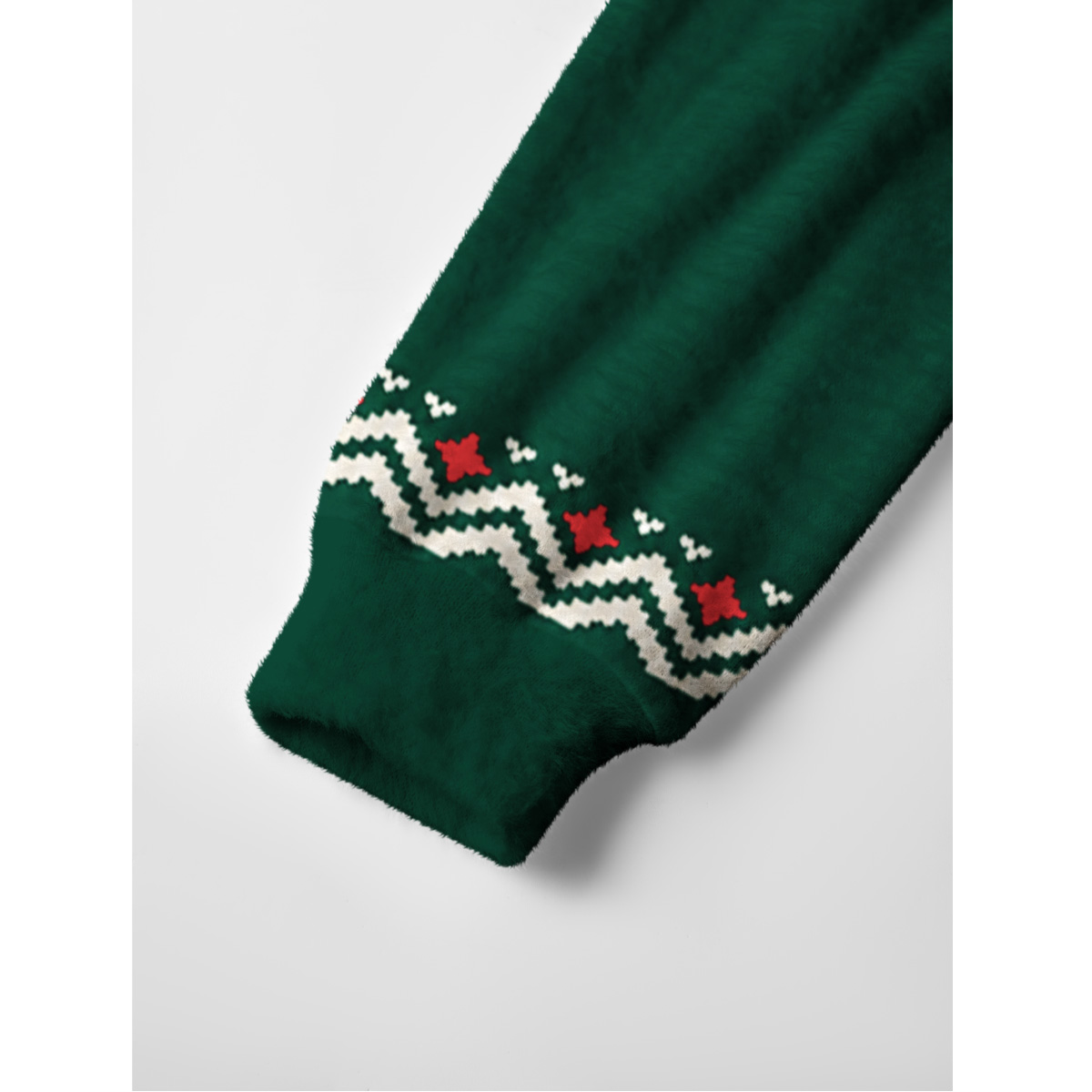 Winter Pine Forest Fair Isle Fuzzy Crewneck Sweater