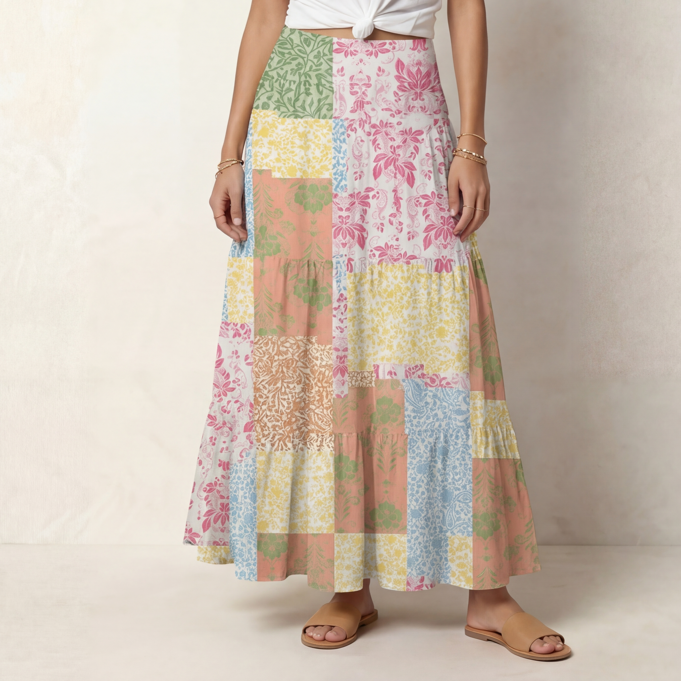 Morning Patch Print Maxi Skirt
