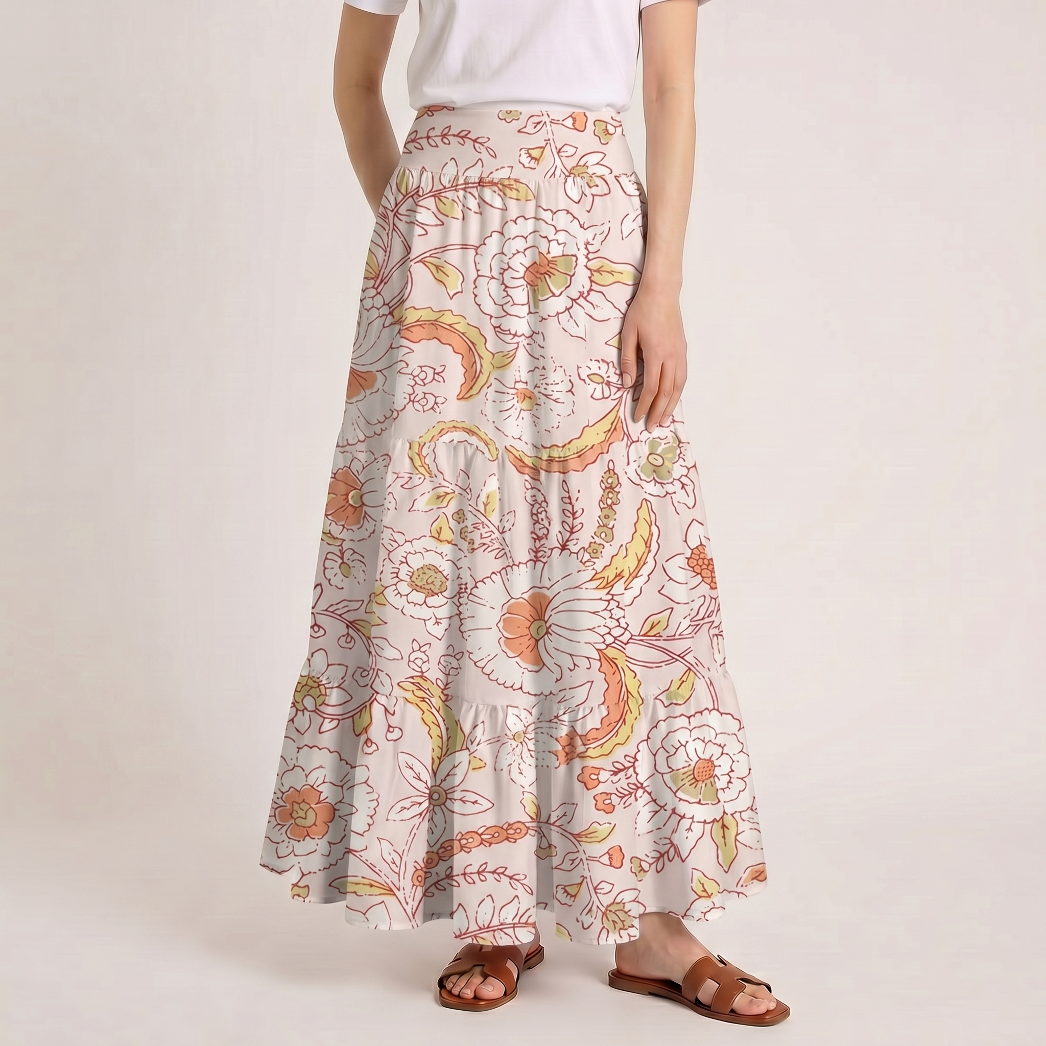 Dusty Bloom Whisper Print Maxi Skirt