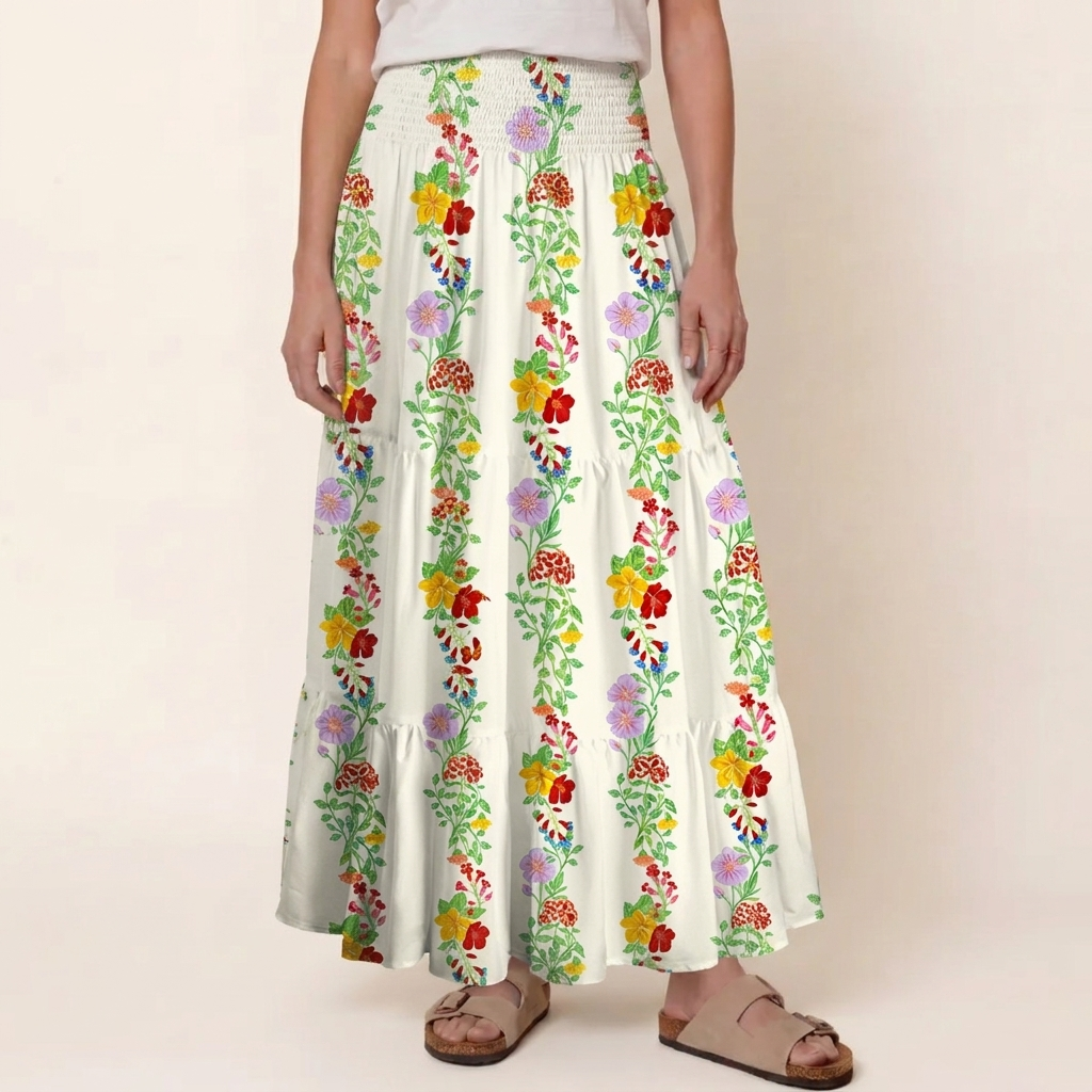 Elegant Blossom Trail Maxi Skirt