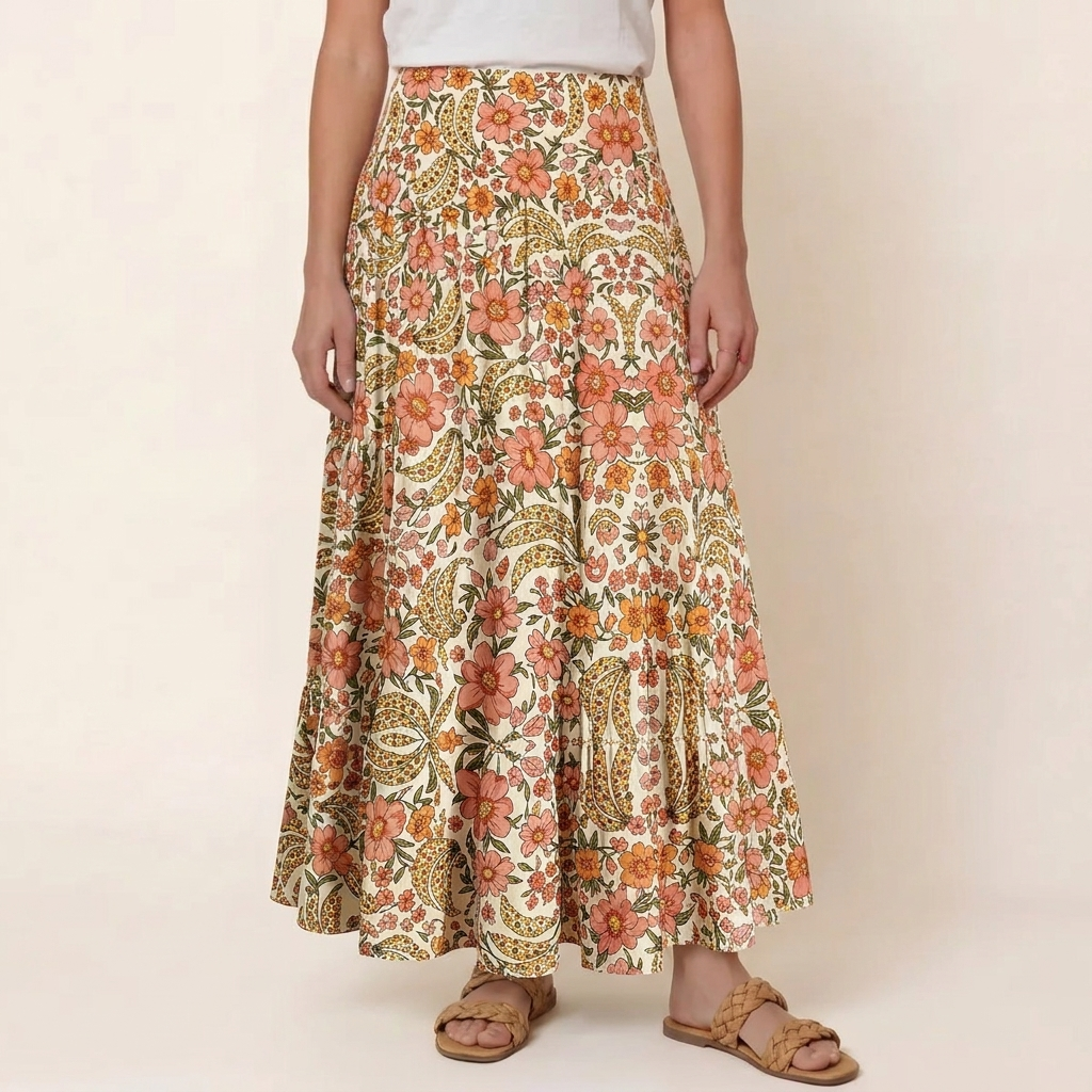 Amber Bloom Print Maxi Skirt