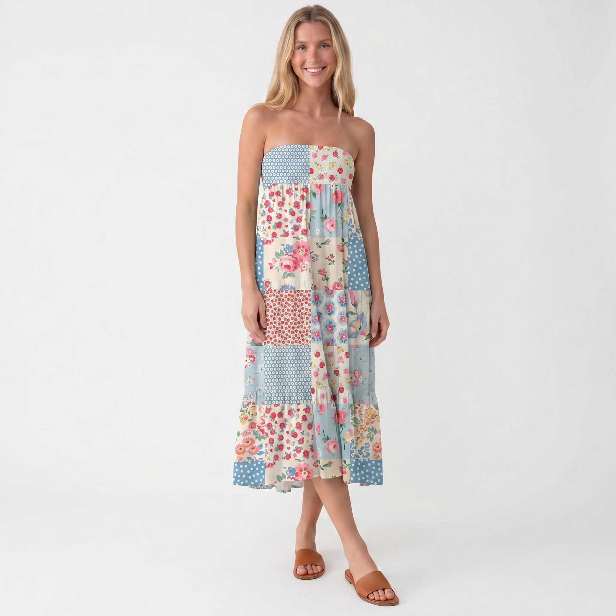 Pastel Patc Print Maxi Skirt