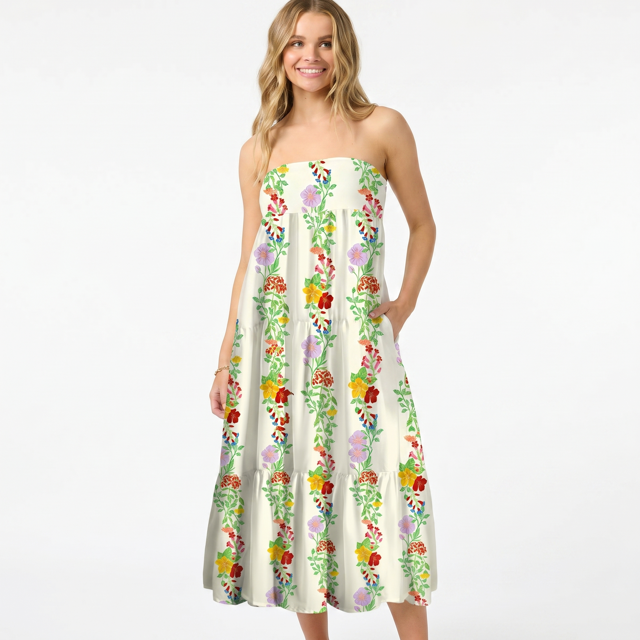 Elegant Blossom Trail Maxi Skirt