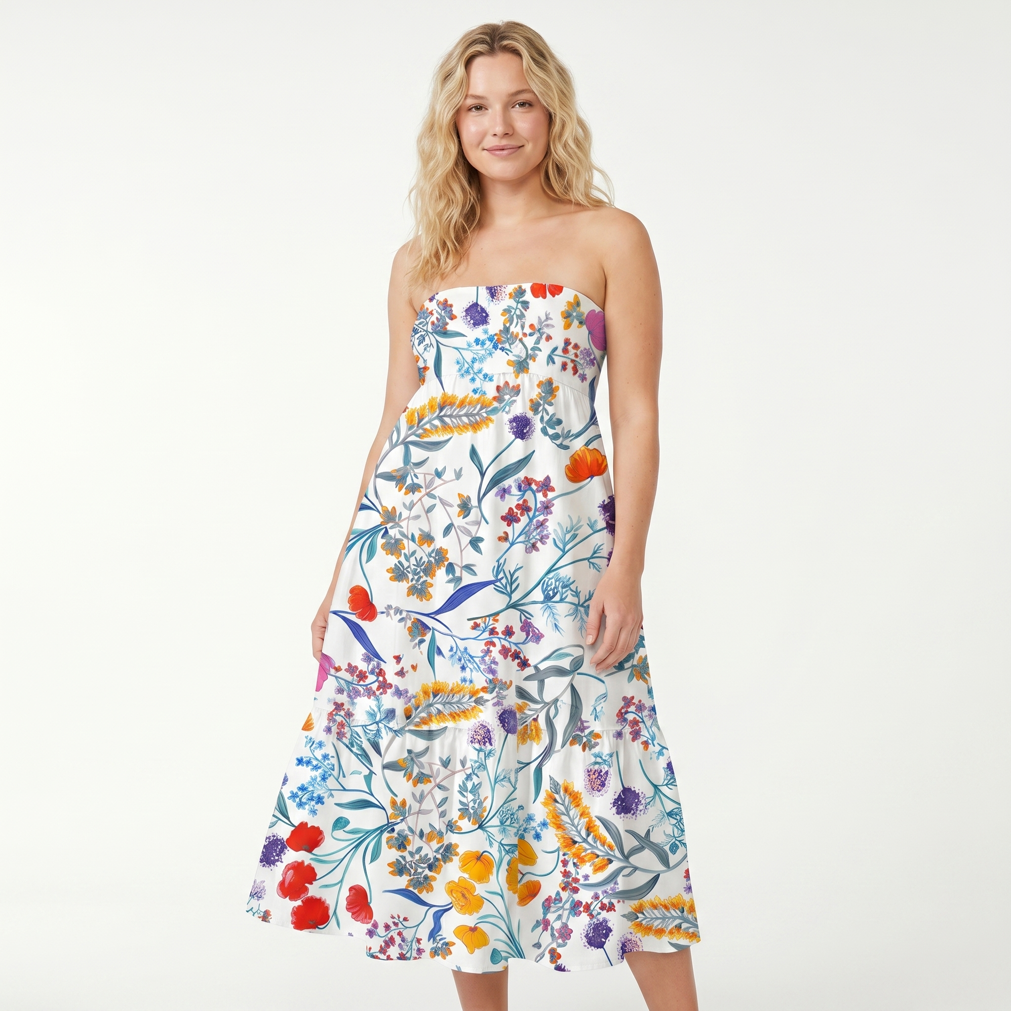 Fiery Meadow Print Maxi Skirt