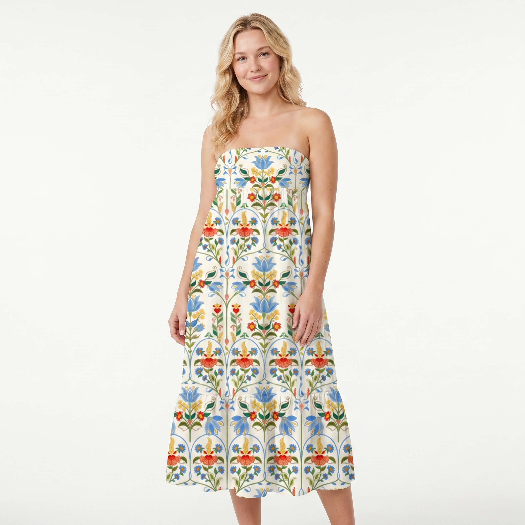 Folk Bloom Print Maxi Skirt
