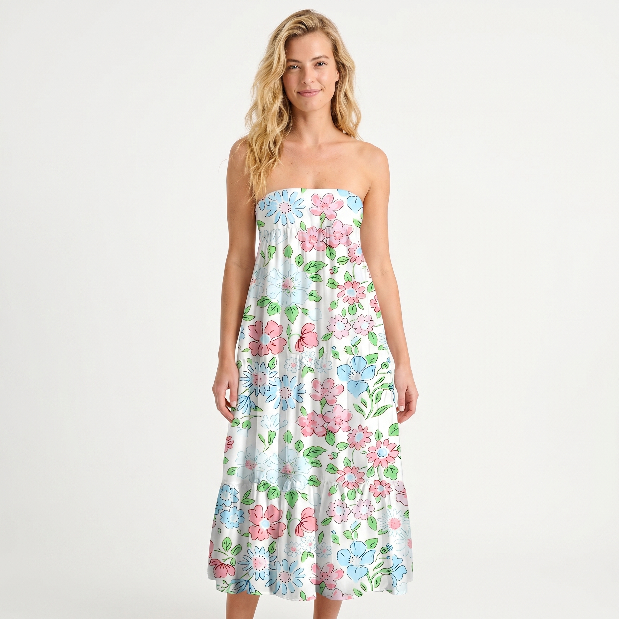 Pastel Cottage Floral Print Maxi Skirt
