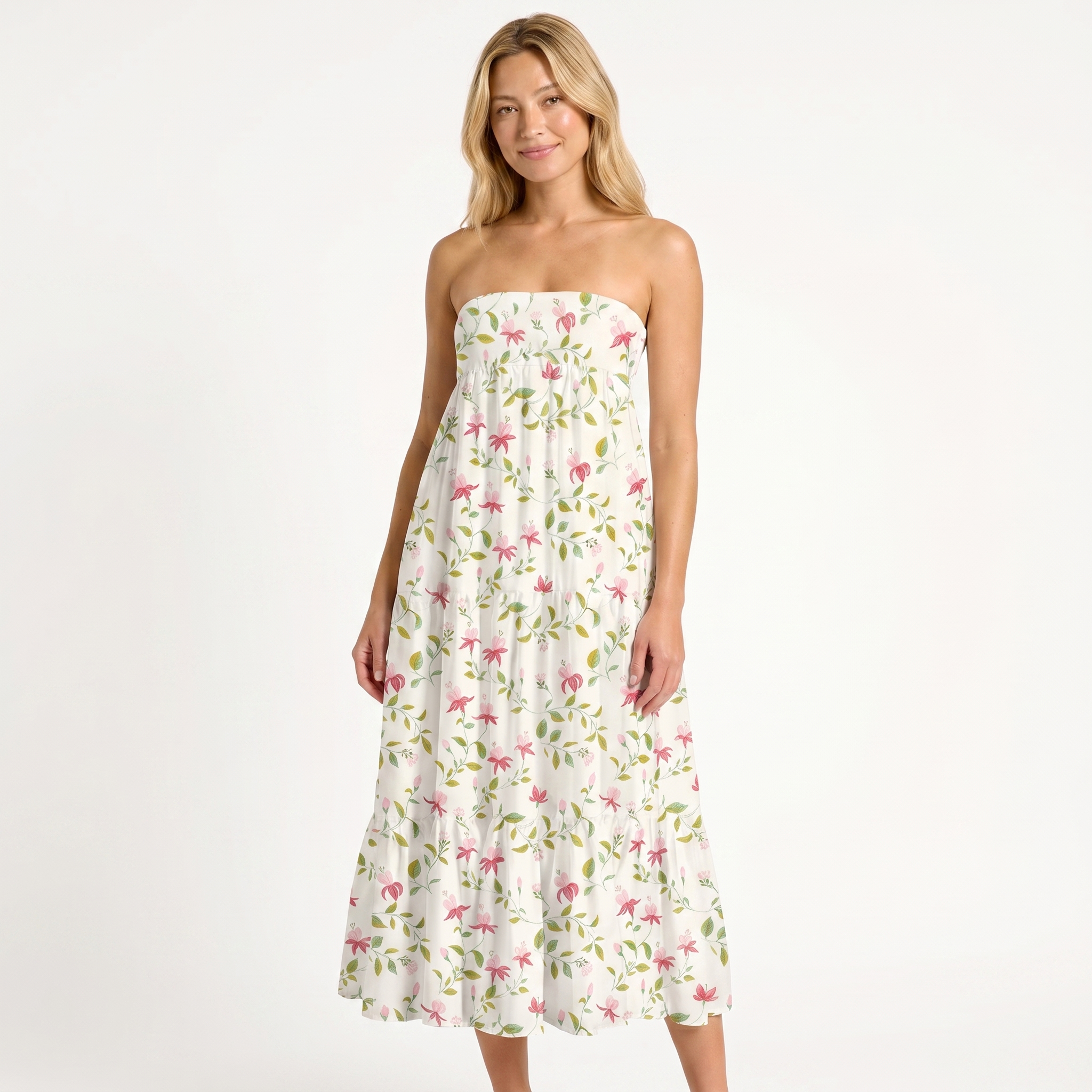 Ruby Vine Print Convertible Maxi Skirt & Strapless Dress  
