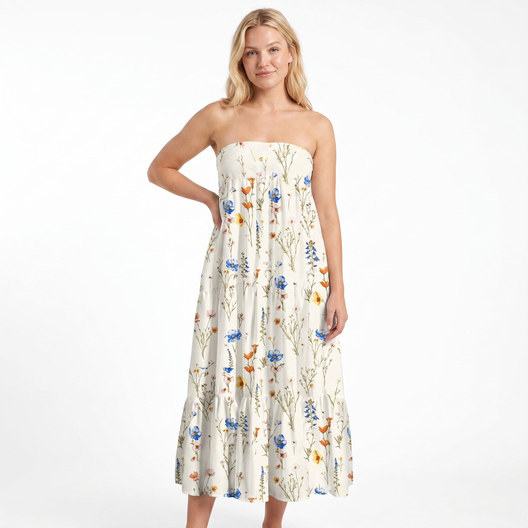 Wild Bloom Print Convertible Maxi Skirt & Strapless Dress  