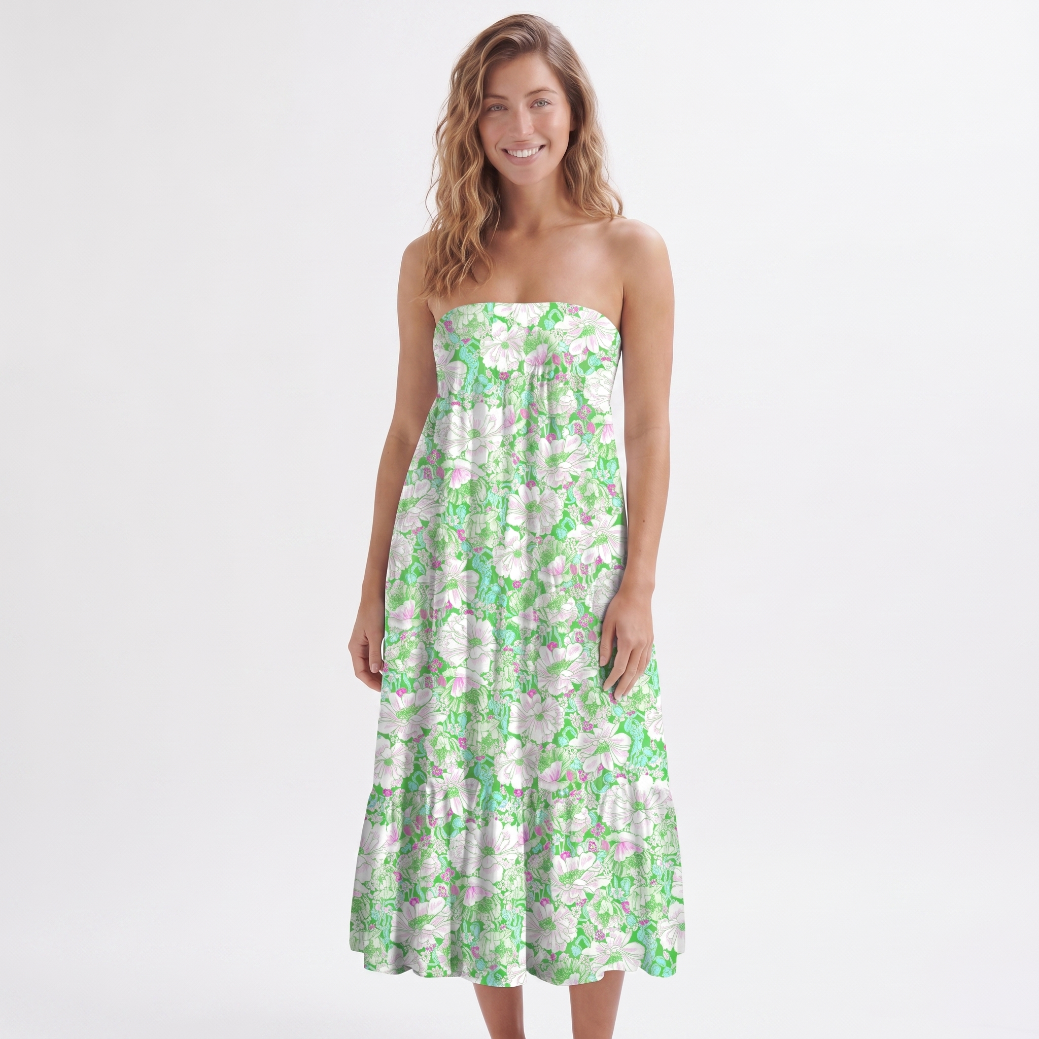 Mint Garden Print Convertible Maxi Skirt & Strapless Dress  