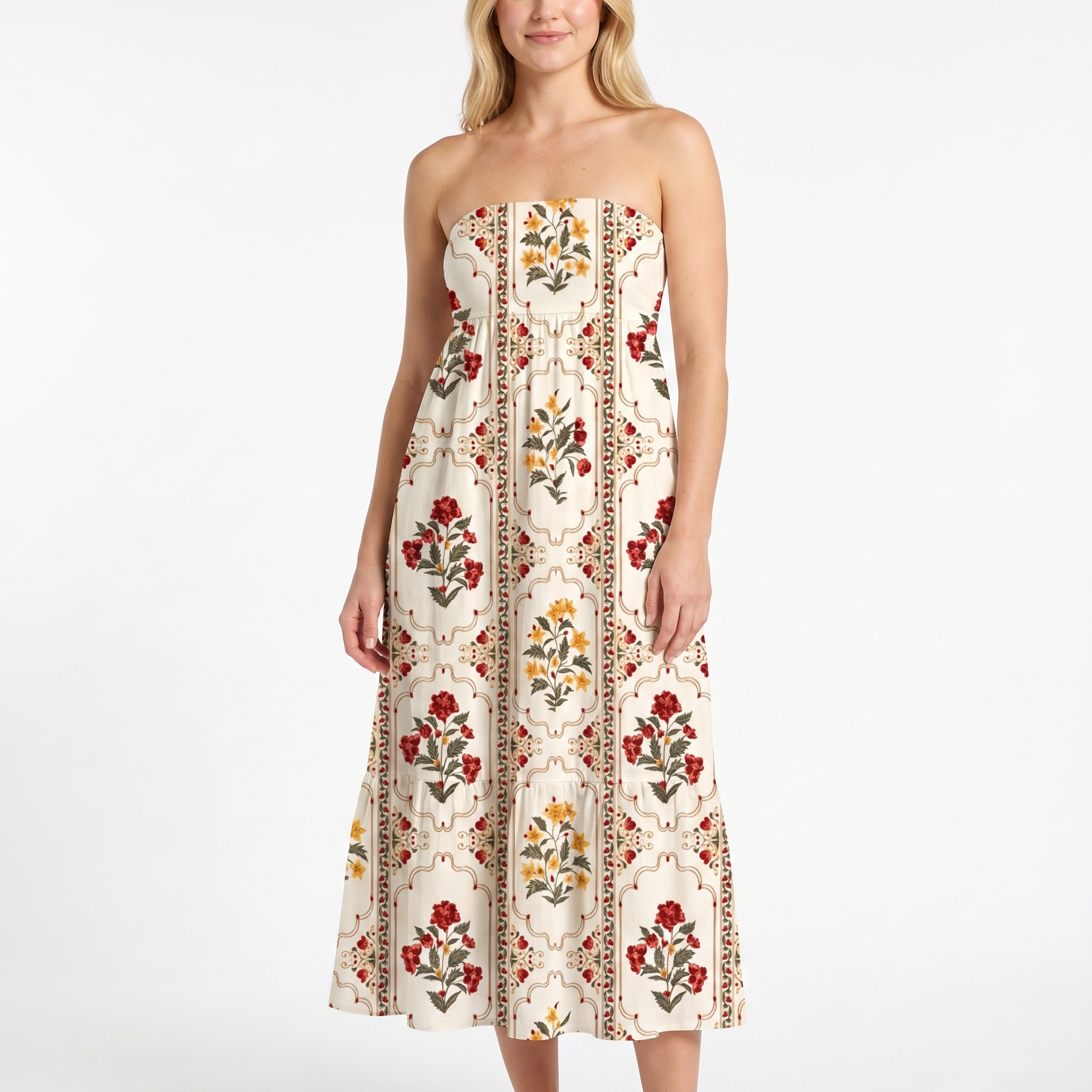 Velvet Carnation Print Convertible Maxi Skirt & Strapless Dress  