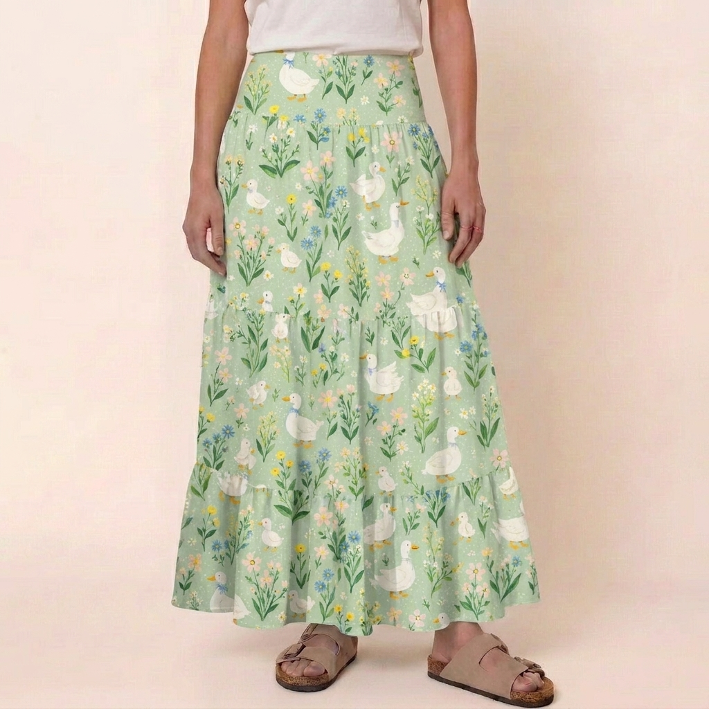 Country Duck & Bloom Print Convertible Maxi Skirt & Strapless Dress  