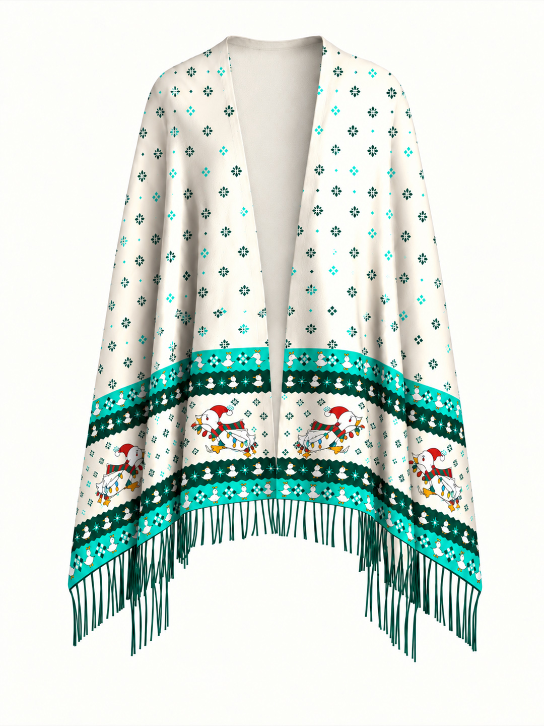 Playful Christmas Goose on the Loose Beanie Scarf & Fingerless Gloves Set