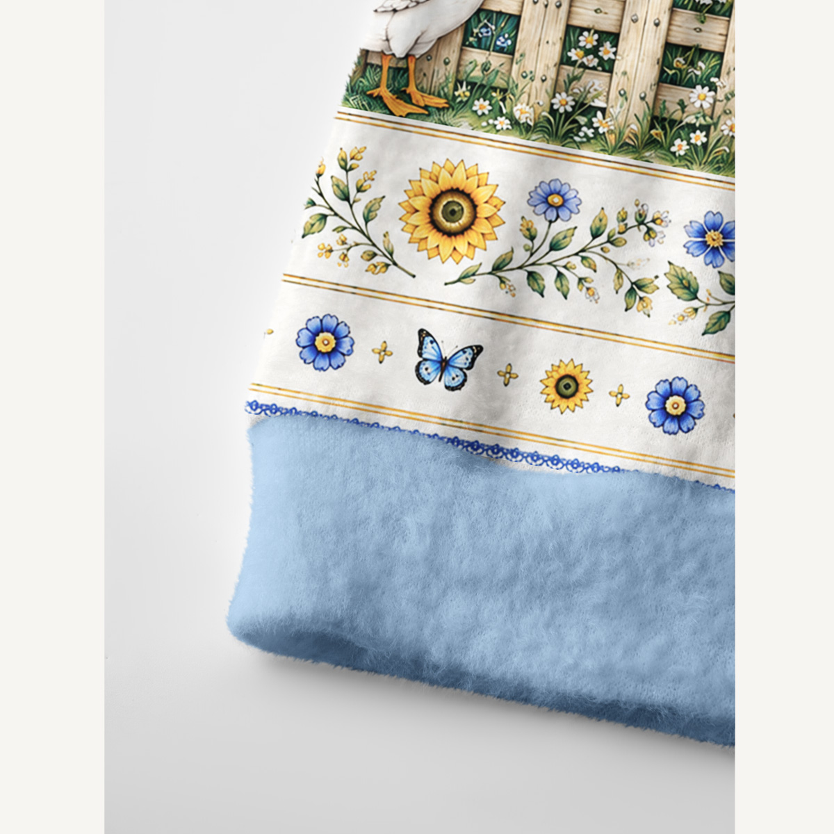 Blue Meadow Sunflower & Iris Print Ugly Cardigan Sweaters