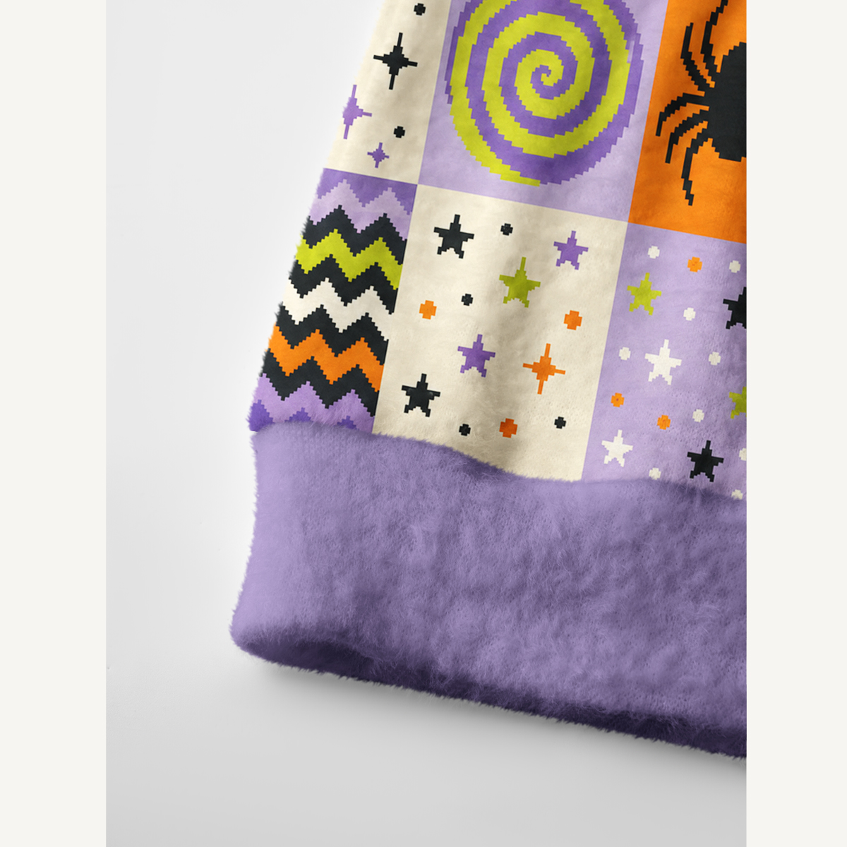 Pixel Halloween Patchwork Print Ugly Cardigan Sweaters