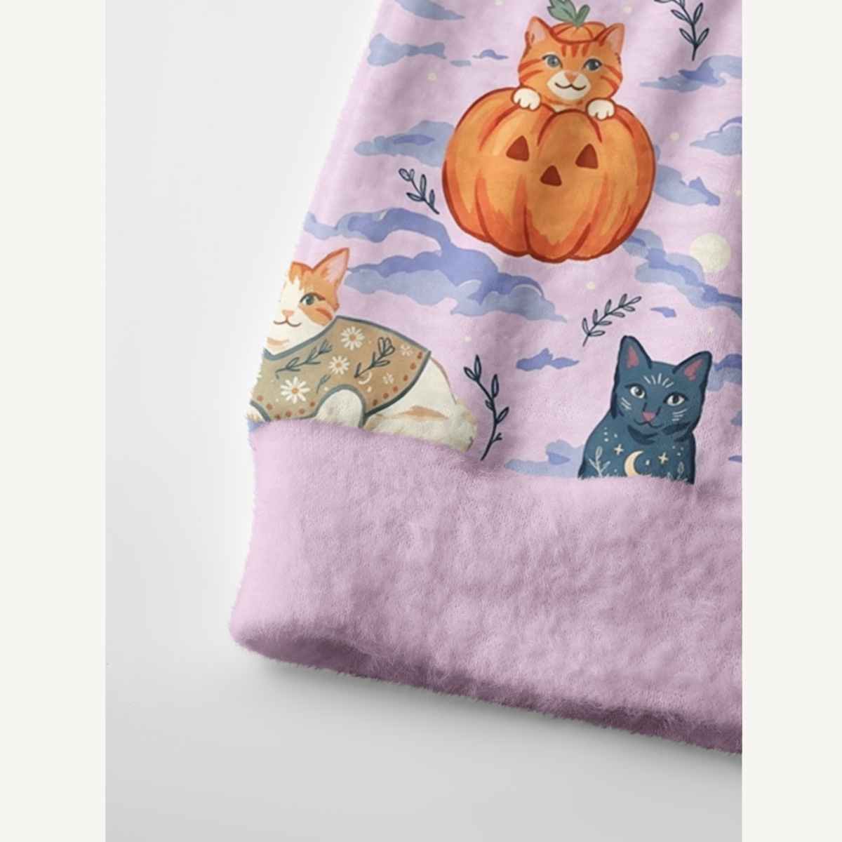 Enchanted Halloween Cat Print Ugly Cardigan Sweaters