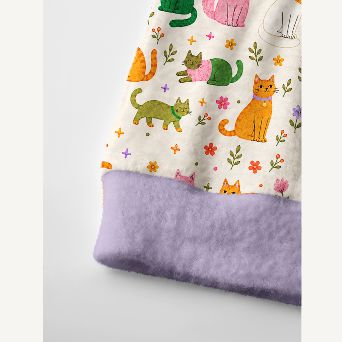 Whimsical Cat & Garden Blooms Print Ugly Cardigan Sweaters
