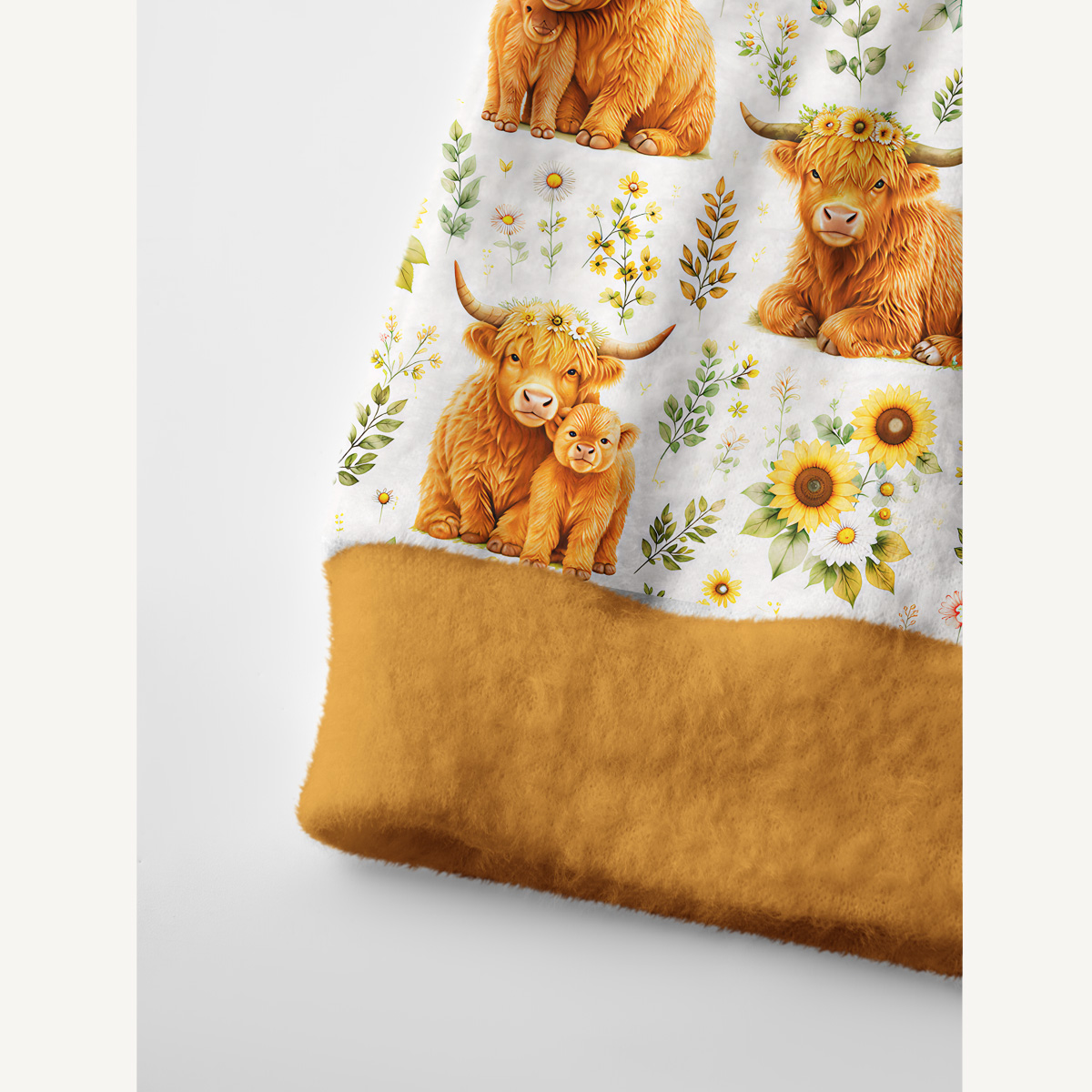 Spring Highland Cow Floral Print Ugly Cardigan Sweaters