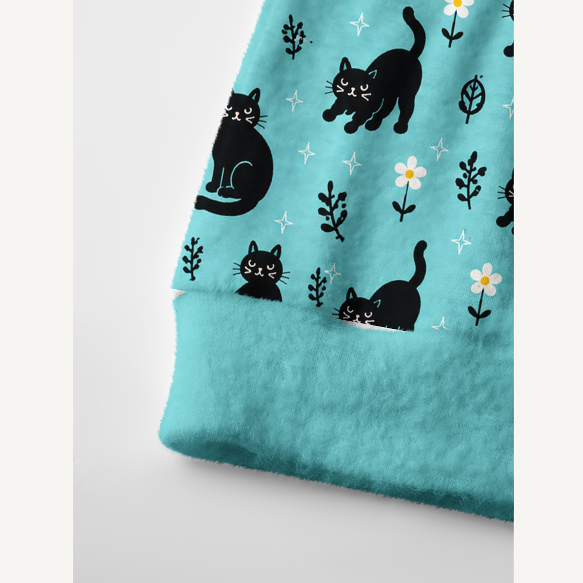 Mint Black Cat Garden Print Ugly Cardigan Sweaters