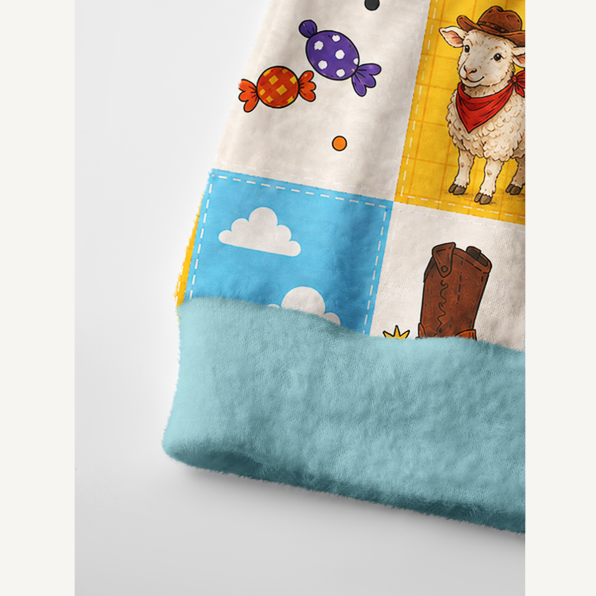 Cowboy Critters Halloween Patchwork Print Ugly Cardigan Sweaters