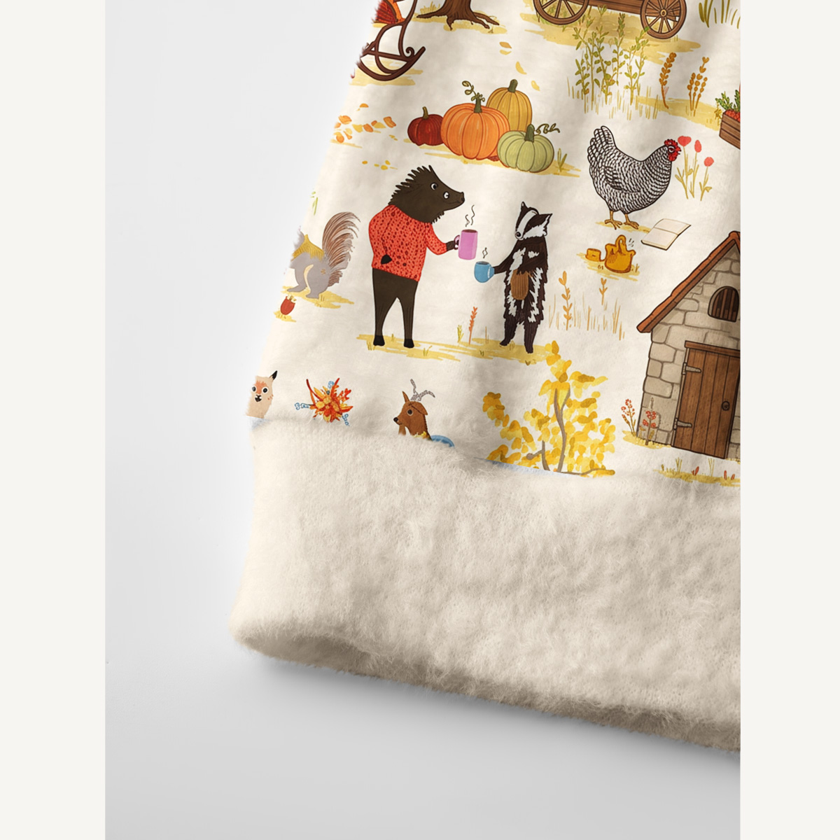 Autumn Woodland Market Print Ugly Cardigan Sweaters