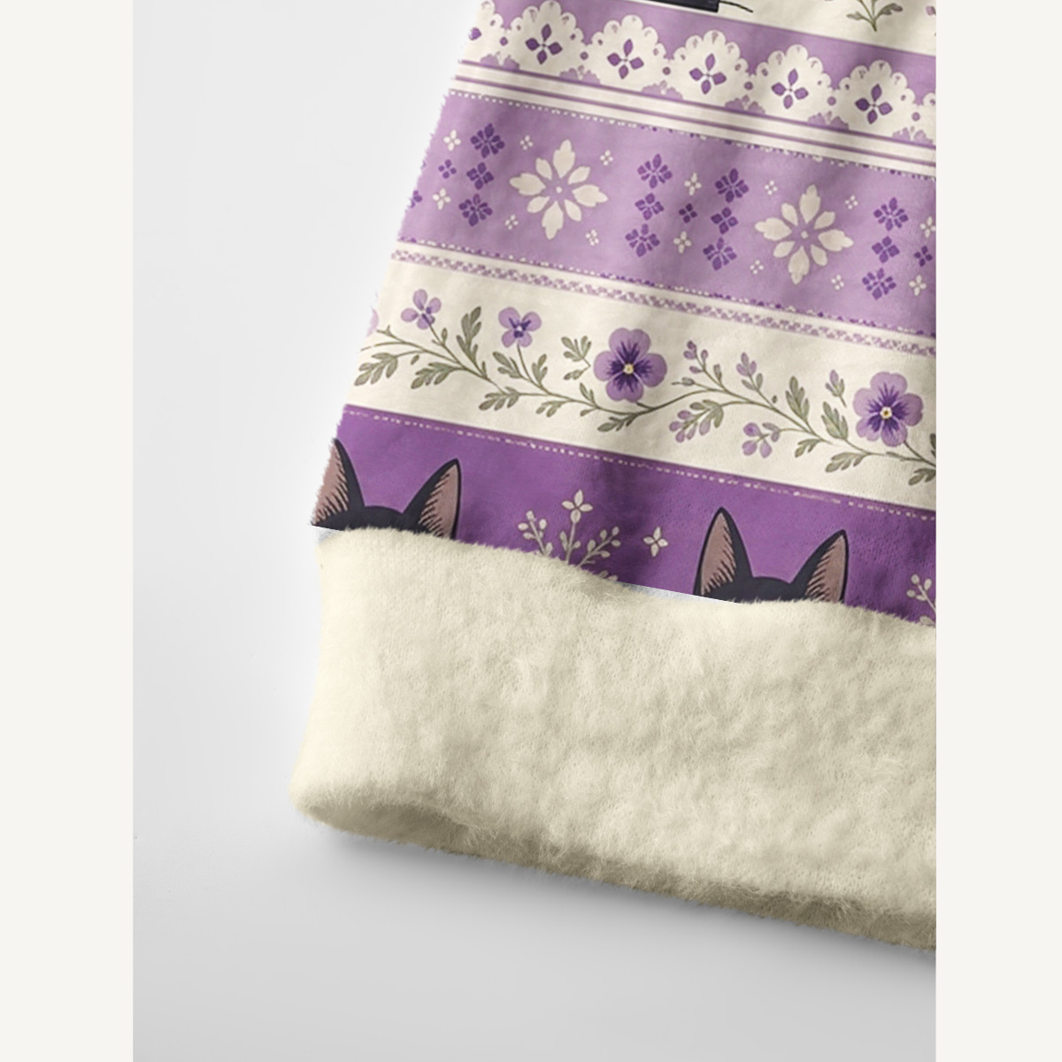 Midnight Lavender Cat Garden Print Ugly Cardigan Sweaters