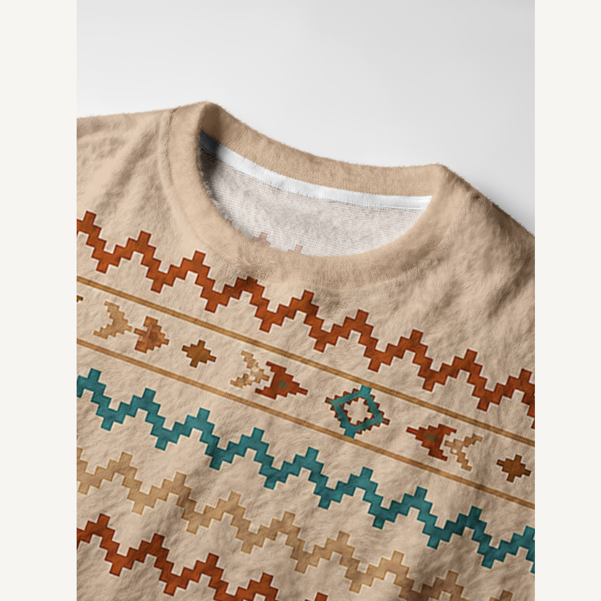 Western Horse Trail Fuzzy Crewneck Sweater