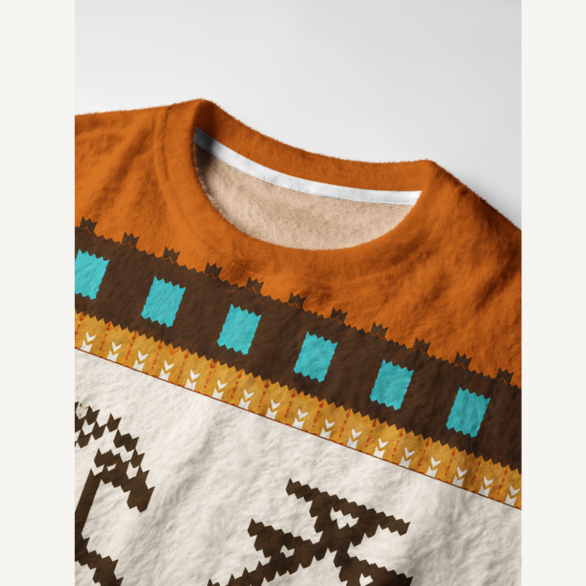Western Horseshoe Trail Fuzzy Crewneck Sweater