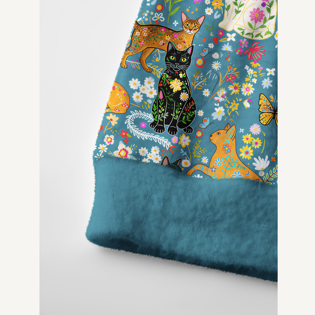 Colorful Garden Cat Print Ugly Cardigan Sweaters
