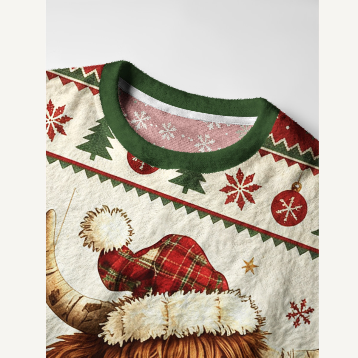 Highland Christmas Cow Fuzzy Crewneck Sweater