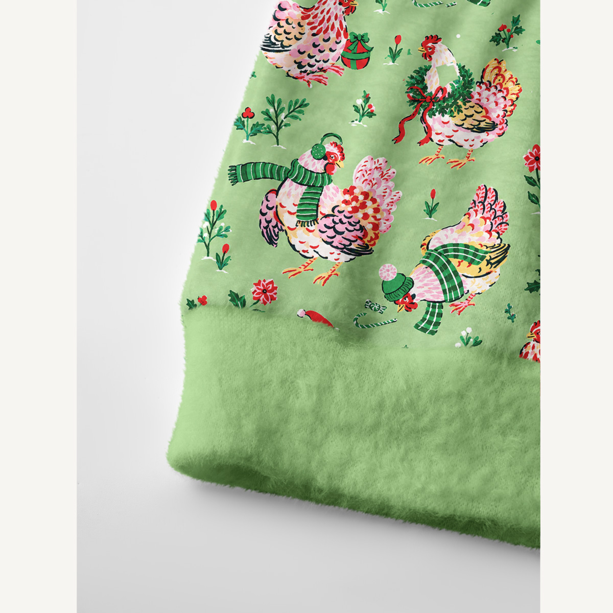 Christmas Chickens Holiday Garden Print Ugly Cardigan Sweaters