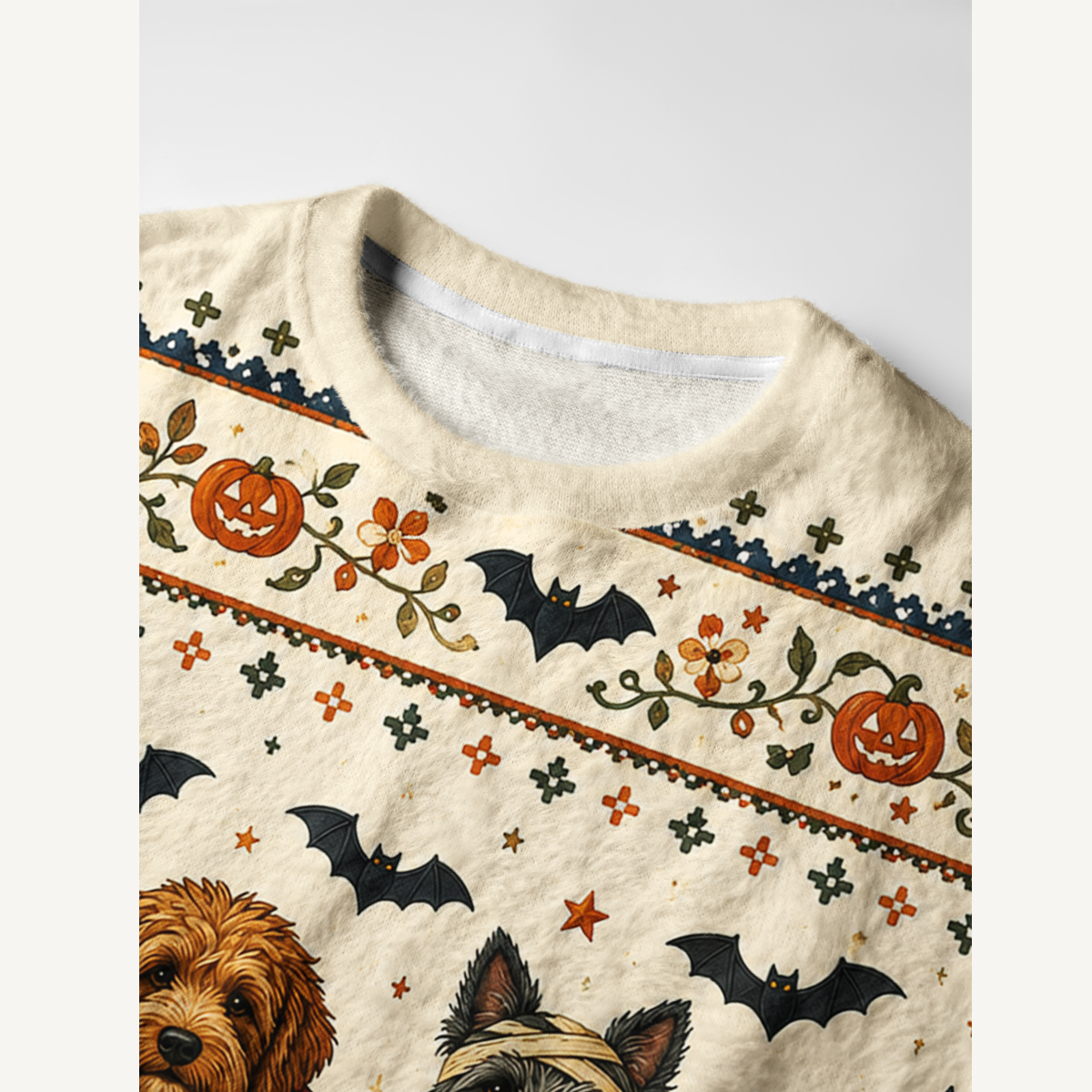 Halloween Costume Pups Fuzzy Crewneck Sweater
