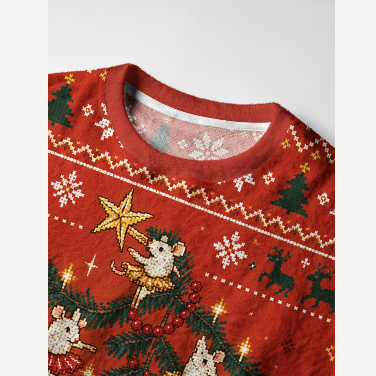 Ballet Mice Christmas  Fuzzy Crewneck Sweater