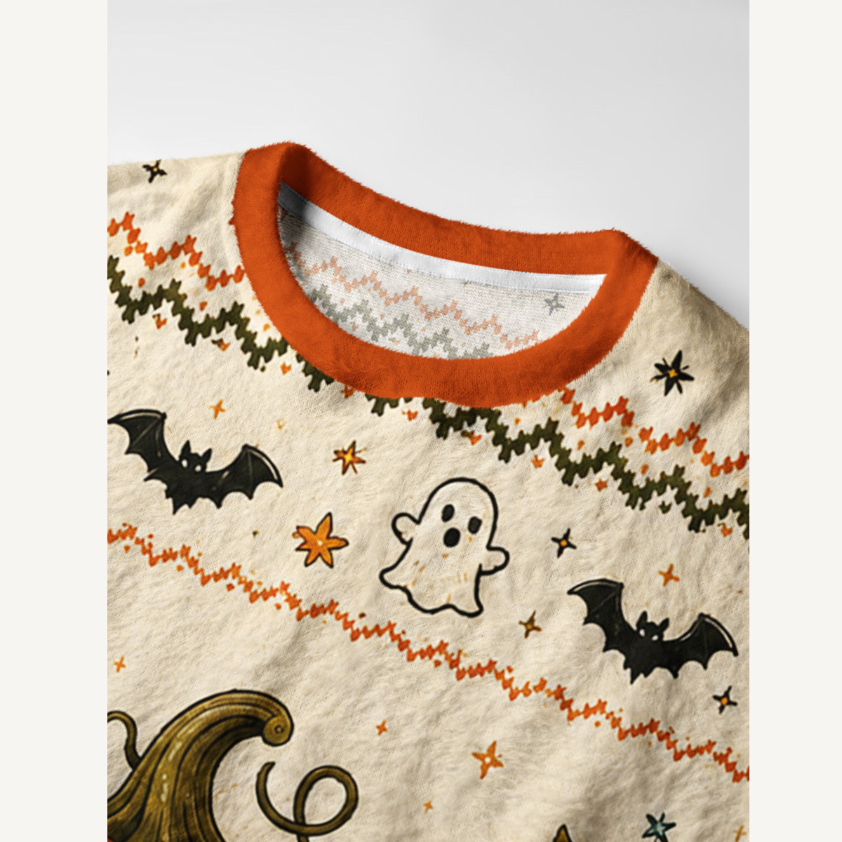 Cozy Pumpkin Mice Halloween Fuzzy Crewneck Sweater