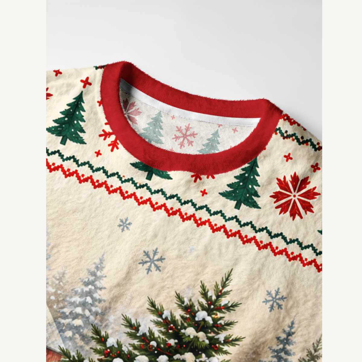 Cozy Christmas Farm Truck Cow Christmas Fuzzy Crewneck Sweater