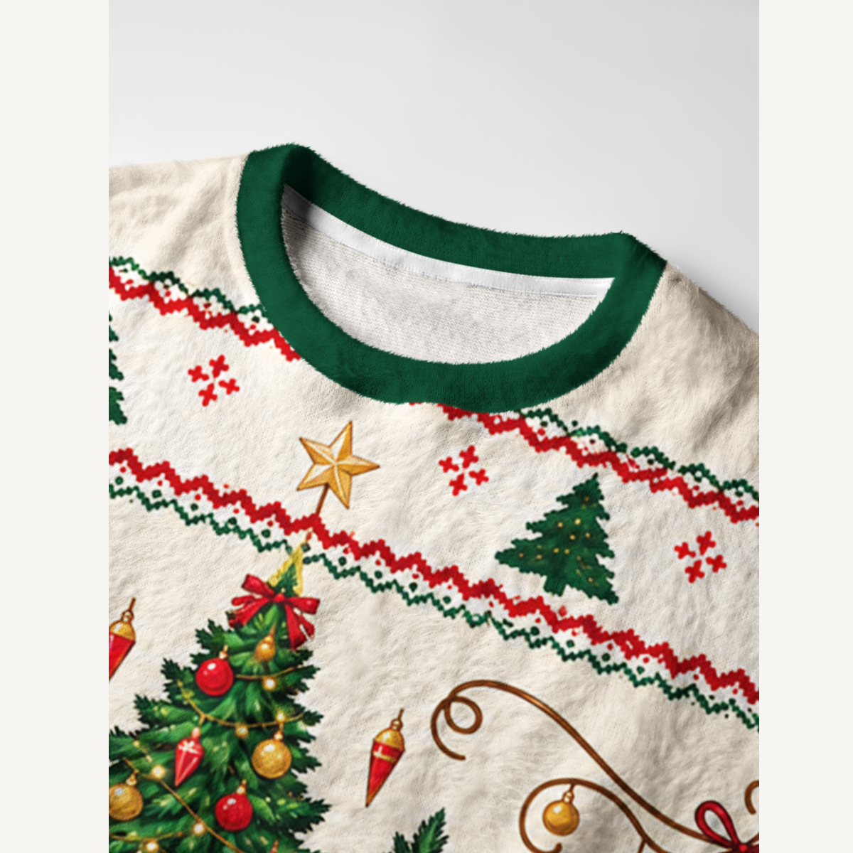 Christmas Dachshund Truck Fuzzy Crewneck Sweater
