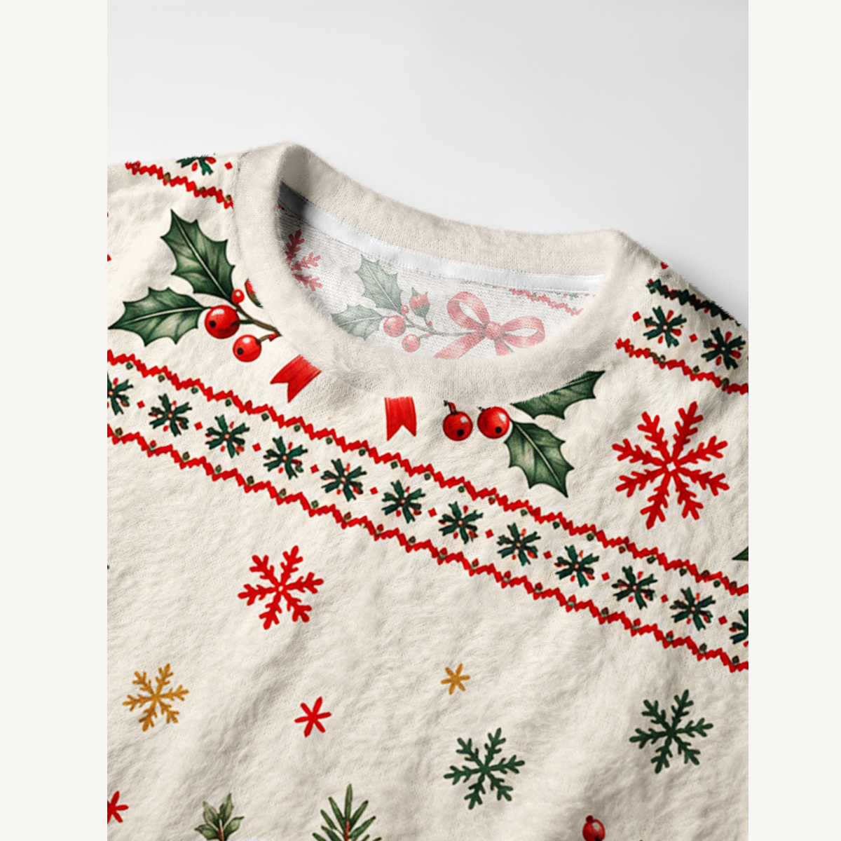 Cozy Christmas Hedgehogs Fuzzy Crewneck Sweater