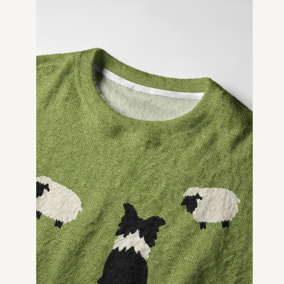 Sheep Herding Dog Fuzzy Crewneck Sweater