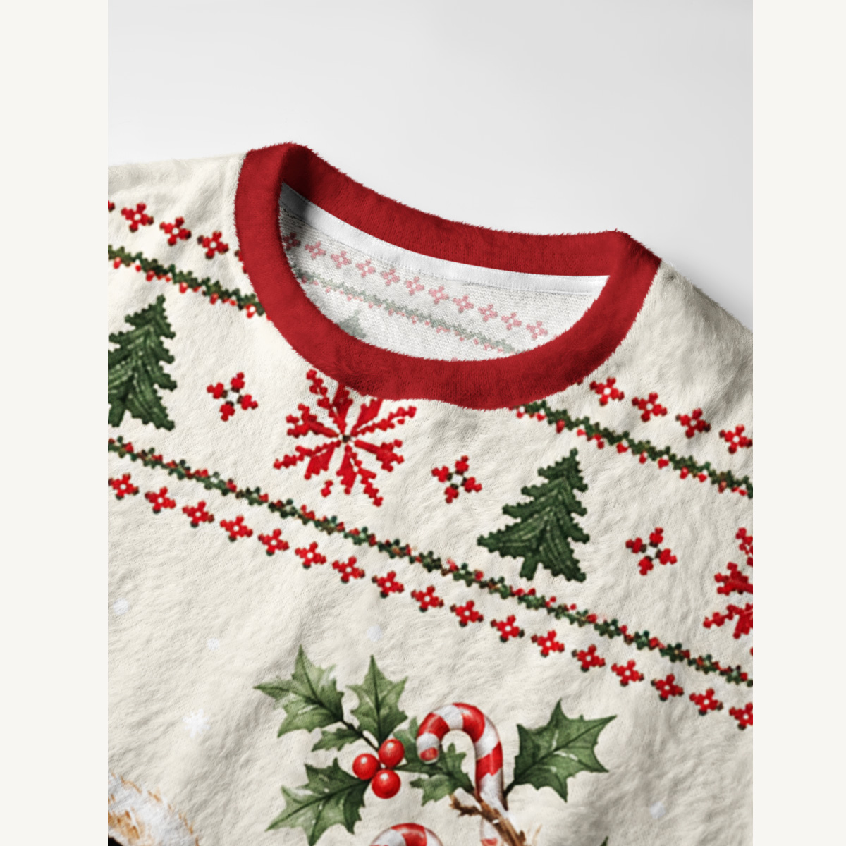 Cozy Christmas Bunny Fuzzy Crewneck Sweater