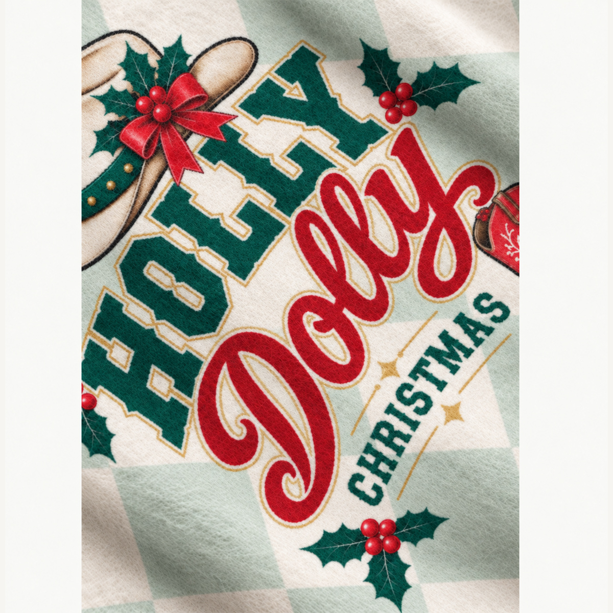 Holly Dolly Christmas Fuzzy Crewneck Sweater