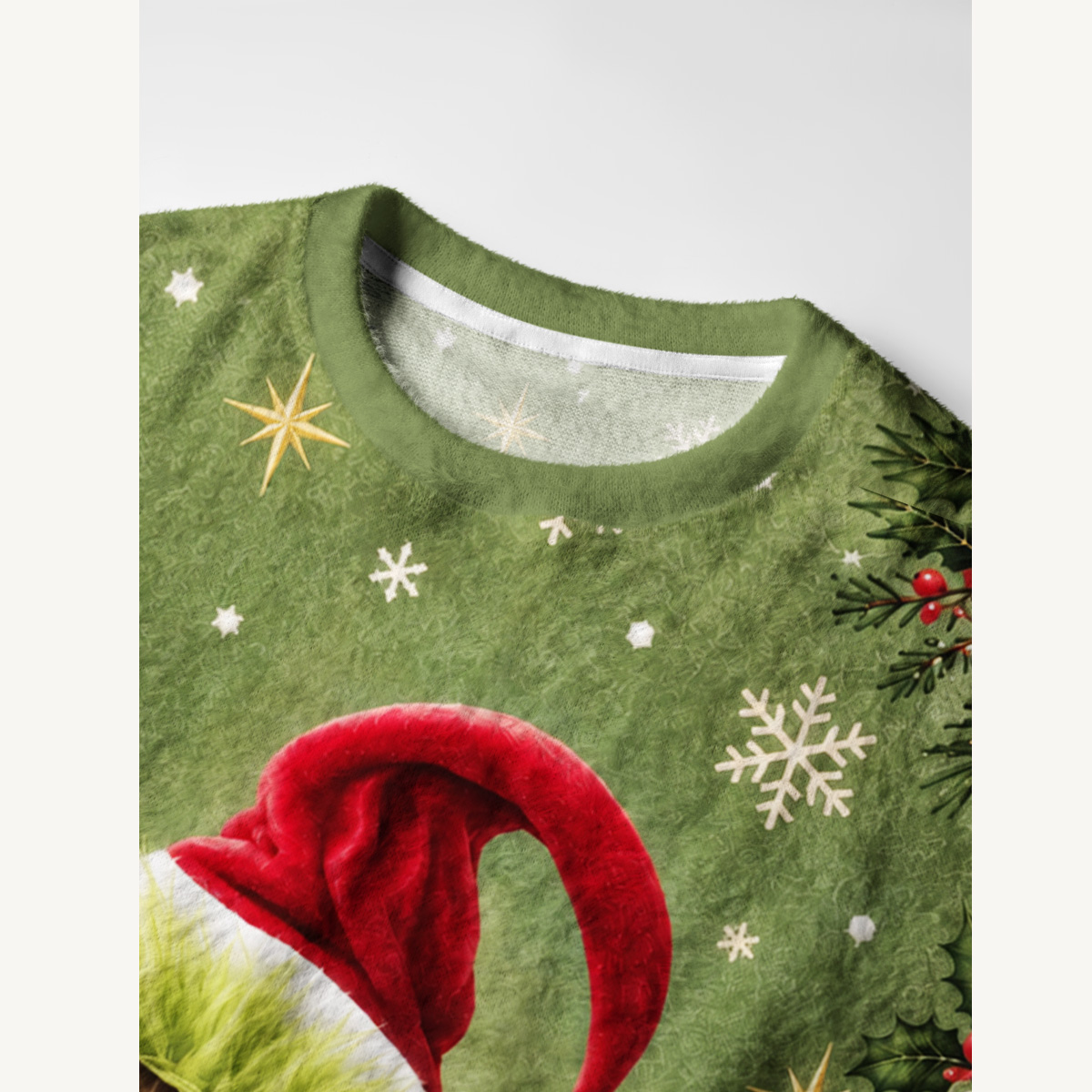 Mischievous Christmas Cat Fuzzy Crewneck Sweater