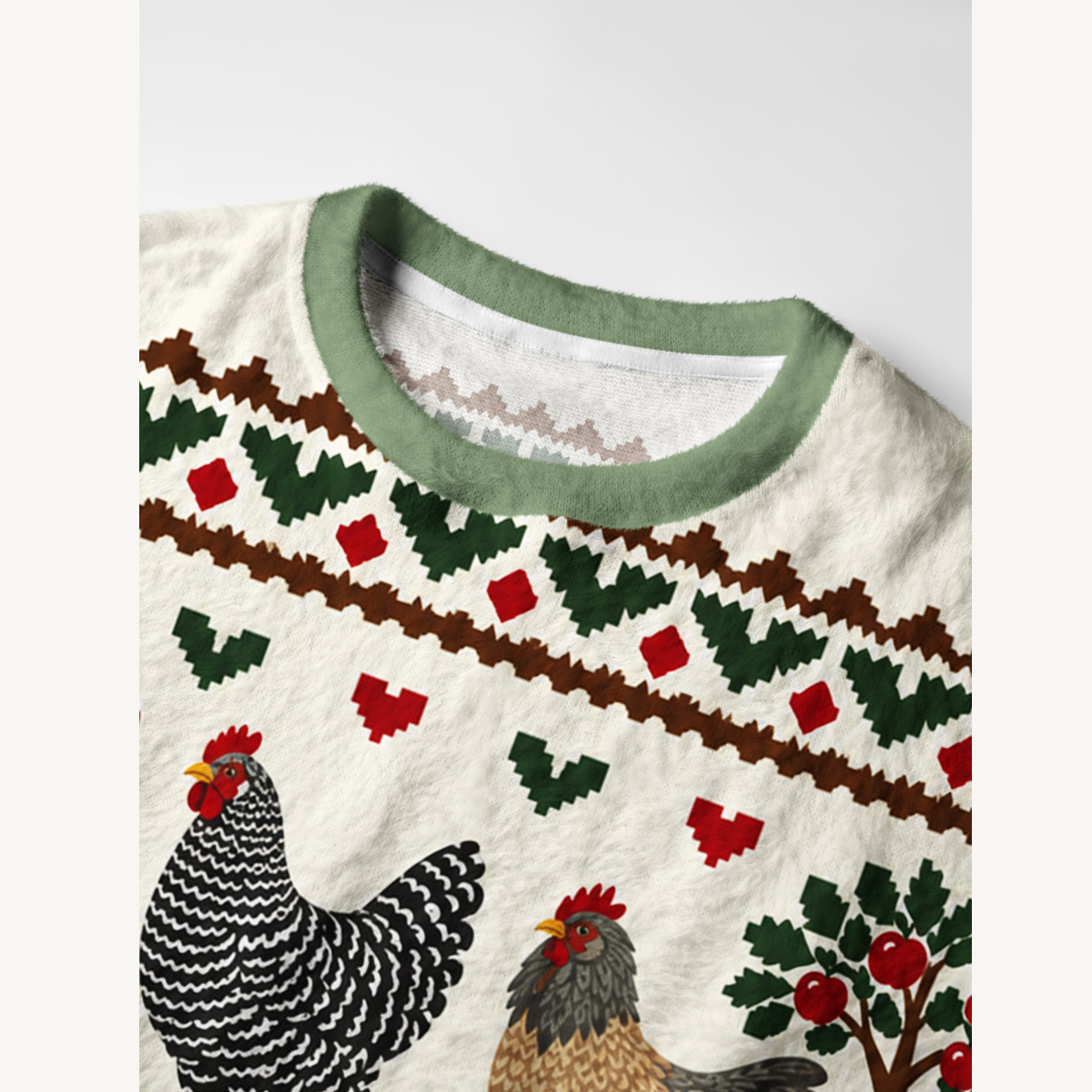 Countryside Chicken Farm Fuzzy Crewneck Sweater