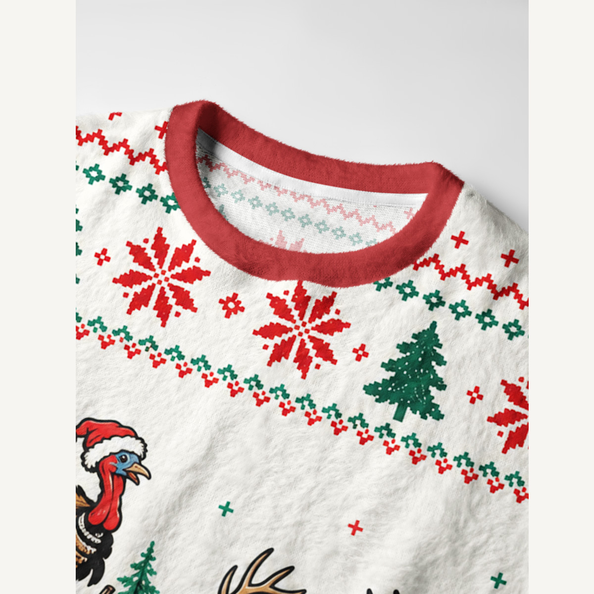 Country Christmas Farm Friends Fuzzy Crewneck Sweater